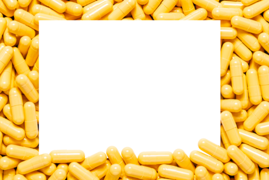 Blank copy space with yellow drug capsules.