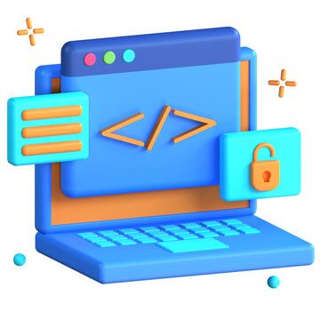 3d icon illustration open source application coding