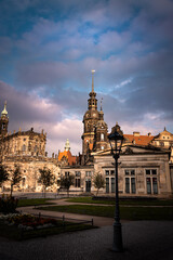 Old buildings in dramatic evening light, Dresden, Germany