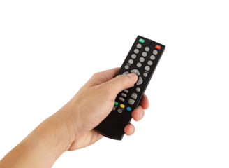 hand with remote control