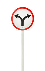 fork junction traffic sign