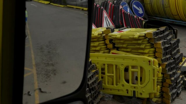 View of unloading truck lorry from inside