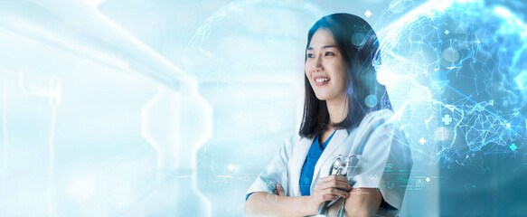 Healthcare, Medical technology innovation, Modern doctors with Health care of technological...