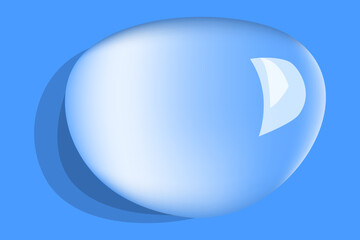 Transparent realistic water drop on surface vector isolated. Rain droplet. Shiny liquid bubble. Water condensate.