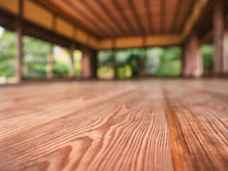 Wooden floor Japanese house Interior Blur background 
