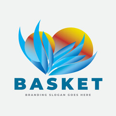 Fototapeta na wymiar Garden Fresh Fruit Basket Logo Design
