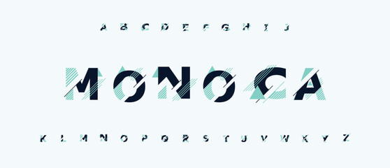 Monochrome fonts monospaced clean abstract geometric typeface set