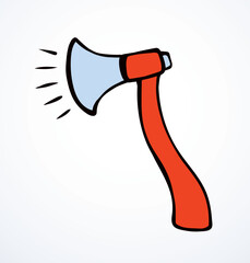 Loudspeaker in the shape of an axe. Concept of hurtful phrases