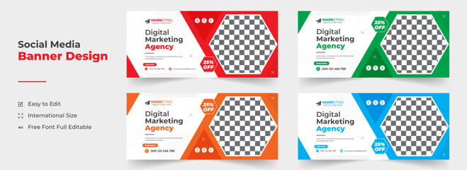 Digital marketing Social Media cover page template, Creative Marketing Agency Social Media Cover and Banner Template Design, Creative and corporate social media cover for any business,