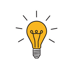 Light bulb vector icon. Light bulb symbol icon on white background.