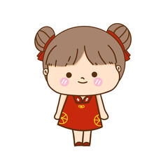 little Chinese girl with the red skirt