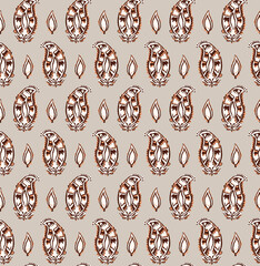 Seamless vertical paisley pattern, ethnic print.