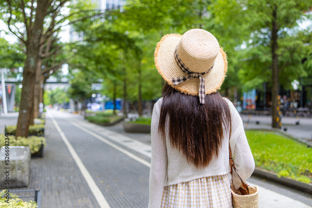 Canvas Prints Travel woman go Xinyi district in Taipei city of Taiwan