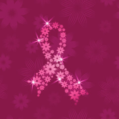 Breast cancer symbol with flowers
