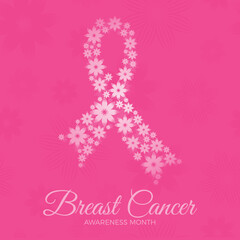 Breast cancer symbol with flowers
