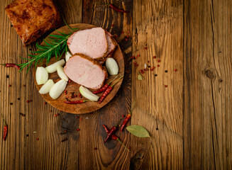 Baked Pork Tenderloin Cut, Sliced Ham, Meat Fillet