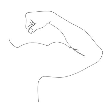 recommend clip art: single line drawing of strong arm muscle flexing, line art vector illustration