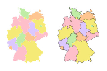 Obraz premium Germany political map. Low detailed. Cartoon style. Pastel colours. Vector editable