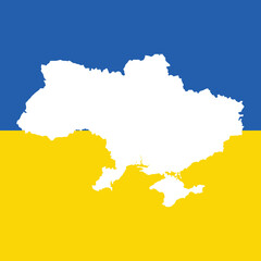 Obraz premium Vector Illustration of the Ukraine Flag Incorporated with the white Map of Ukraine