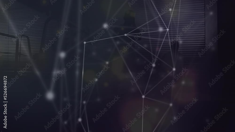 Poster Composite video of abstract icons and connecting the dots with athletes cross training in background