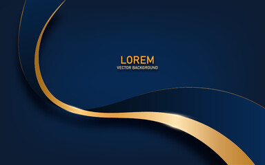 
dark blue luxury background and golden wave lines. 3d style