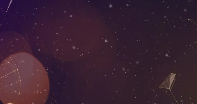 Animation of unique futuristic abstract design with bokeh and snow effect