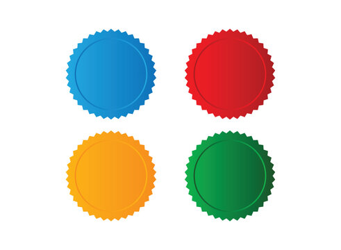 Set of Color badges icon. Sunburst stickers for price, promo, quality, sale tags. Vector illustration.