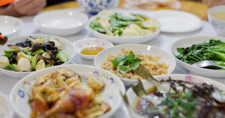 Chinese style family dinner at home