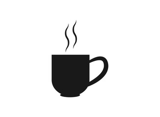 Cup of coffee tea with steam icon in black simple design on an isolated background. EPS 10 vector.