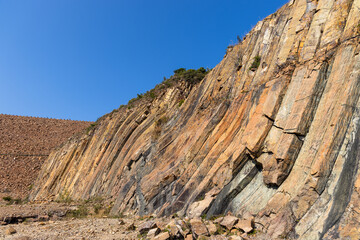 Fototapeta premium Hexagonal rock formation in geopark near east dam in sai kung of Hong Kong