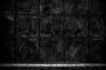 Abstract grungy black concrete seamless background. Stone texture for painting on ceramic tile wallpaper. Cement grunge backdrop for design stand, interior design or montage display your product.