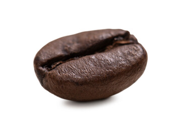 Photo of single coffee bean isolated on white background