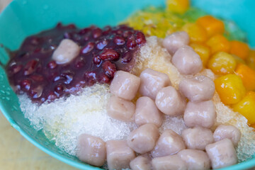 Taiwanese dessert shaved ice with taro and red bean
