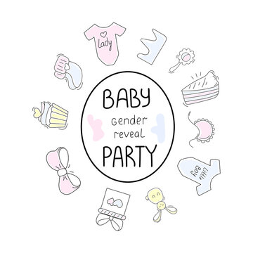 set of baby gender reveal party