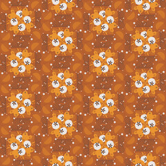 Orange Leaves Seamless Pattern Background Garden Nature Plant Art 