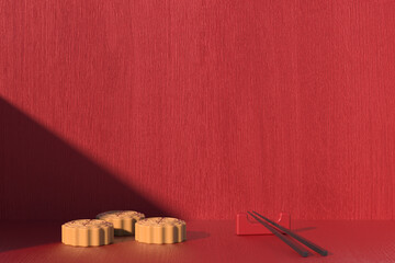 3D rendering chinese mid-autumn festival