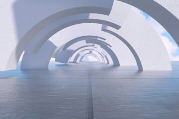 3D rendering cyberpunk tunnel