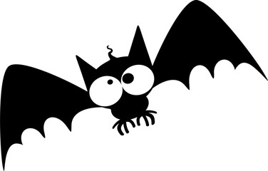 Vleermuis Leuke en grappige Halloween stripfiguur zwart en wit geïsoleerd - 2