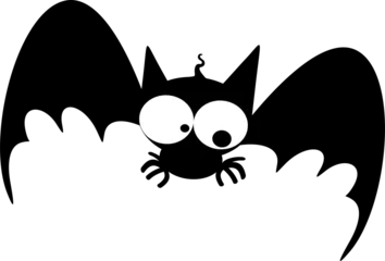 Photo sur Plexiglas Dessiner Chauve-souris mignon et drôle Halloween personnage de dessin animé noir et blanc isolé - 1