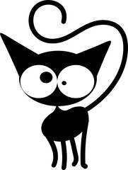 Black Cat Cute Kitty Cartoon karakter zwart en wit geïsoleerd - 2
