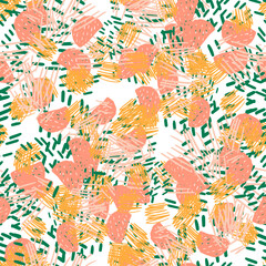 Fantasy messy freehand doodle geometric shapes seamless pattern. Infinity ditsy scribble abstract card, layout. Creative background. Textile, fabric, wrapping paper.