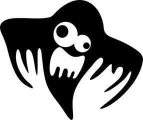 Fantôme laid et drôle Halloween personnage de dessin animé noir et blanc isolé