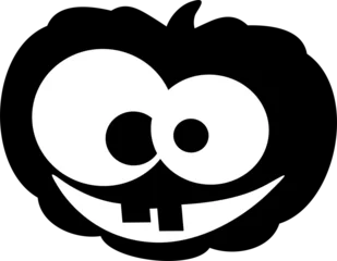 Cercles muraux Dessiner Citrouille mignon et heureux Halloween personnage noir et blanc illustration isolé
