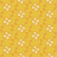 Orange Leaves Seamless Pattern Background Garden Nature Plant Art 