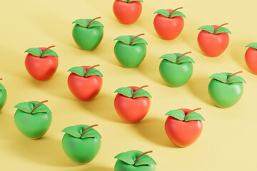 3d rendering different fruit