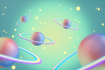 3d rendering cartoon universe planet