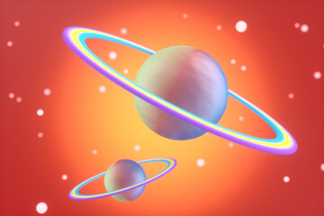 3d rendering cartoon universe planet