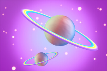 3d rendering cartoon universe planet