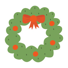 Christmas green wreath icon.