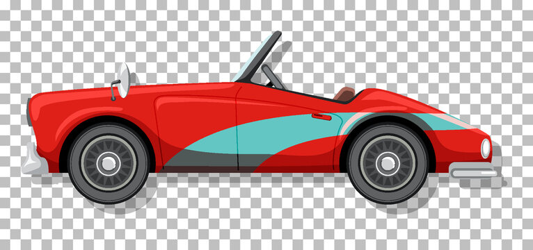 red convertible car with blue stripe clip art preview
